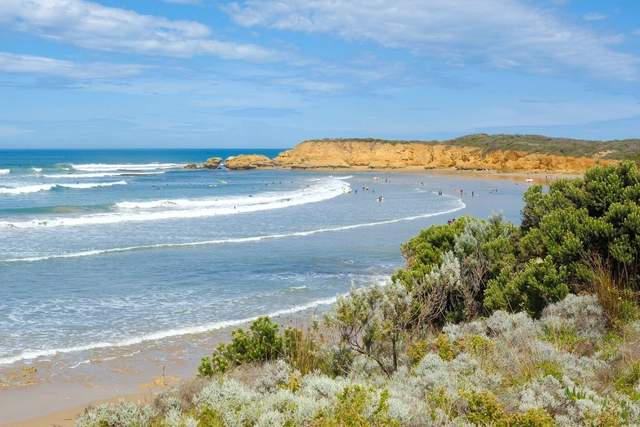 Clifftops and surf beaches along the coast at Torquay